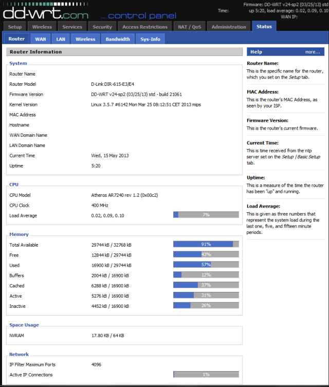 The Graphical User Interface of DD-WRT